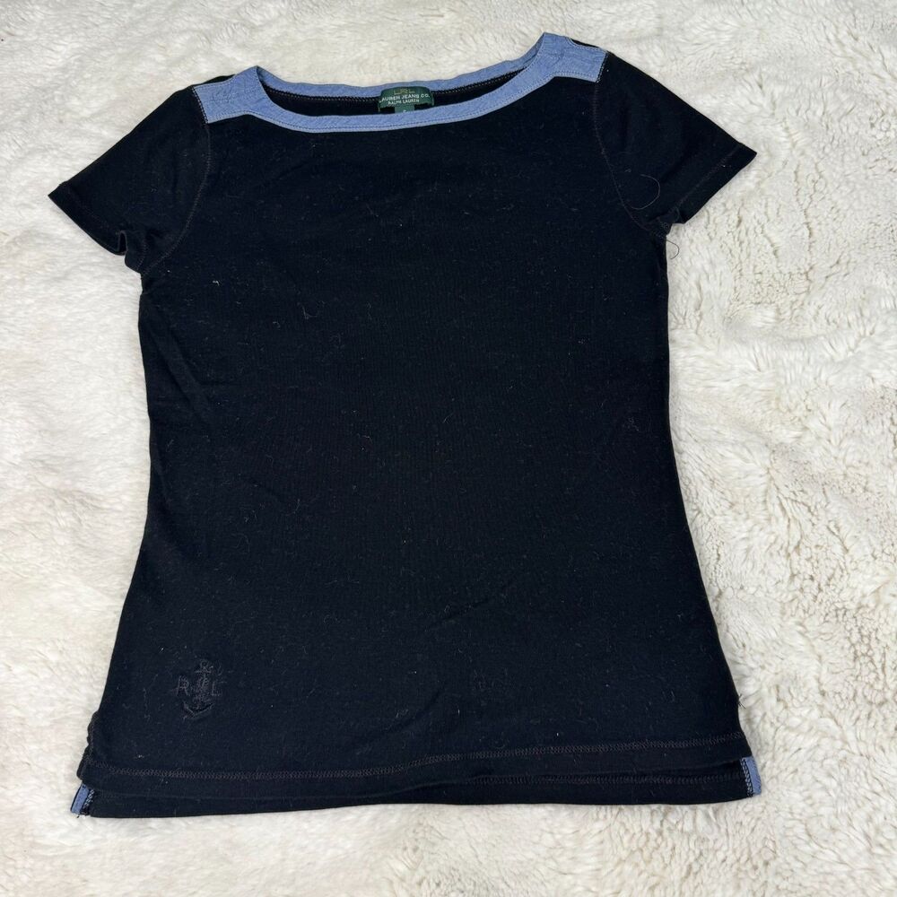 Vintage Ralph Lauren Jeans Co. Black Tee Blue Denim Neckline